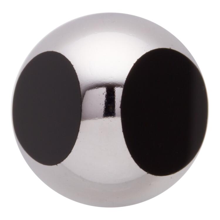 Kugelförmiger Glasknopf in Silber angeschliefen an zwei Seiten 14mm