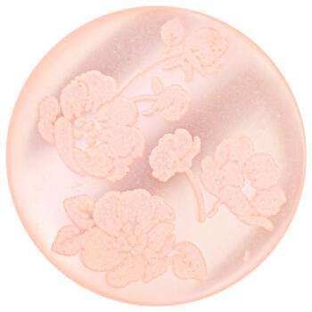 Kunststoffknopf in Rosa  mit feiner Blumengravur