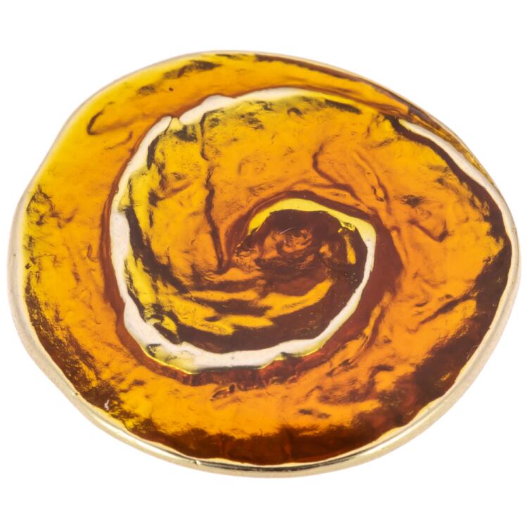 Exklusiver Metallknopf mit Spiralmotiv und oranger Füllung