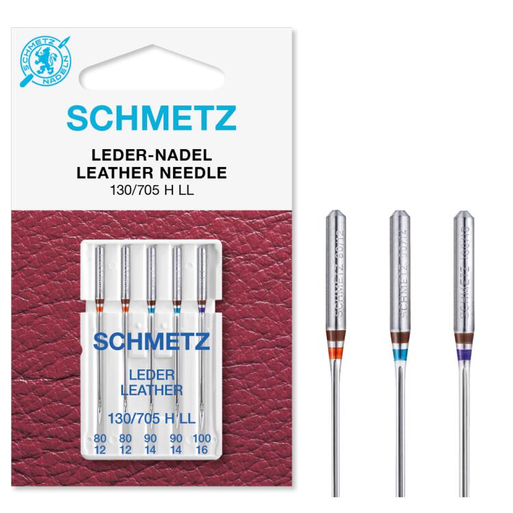 Schmetz Leder-Nadel LL (NM 80-100) | 5er Combi-Box: 2x80 | 2x90 | 1x100