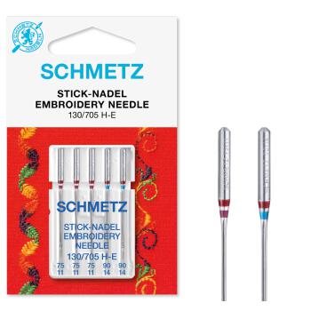 Schmetz Stick-Nadel (NM 75-90) | 5er Combi-Box: 3x75 | 2x90