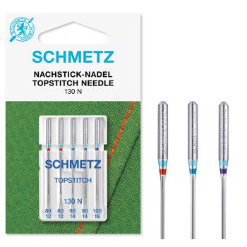 Schmetz Topstitch-Nachstick-Nadel (NM 80-100) | 5er Combi-Box: 2x80 | 2x90 | 1x100