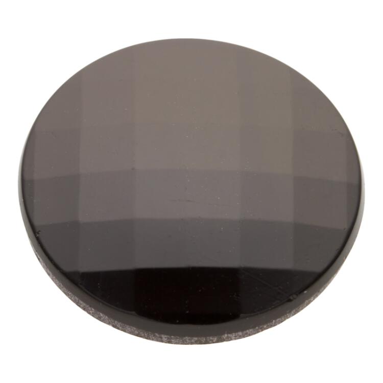Runder Glasknopf facettiert in Schwarz 14mm