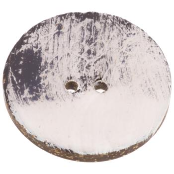 Kokosnussknopf handbemalt mit verschwommener Maltechnik in Schwarz-Weiß