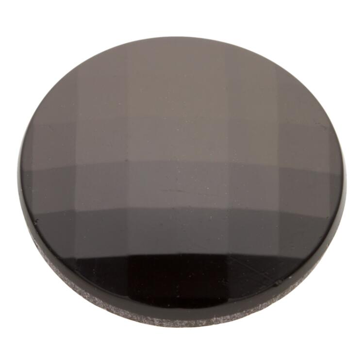 Runder Glasknopf facettiert in Schwarz 18mm