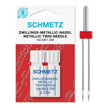 Schmetz Zwillings-Metallic-Nadel (NM 80) | Nadelabstand: 2,5 mm