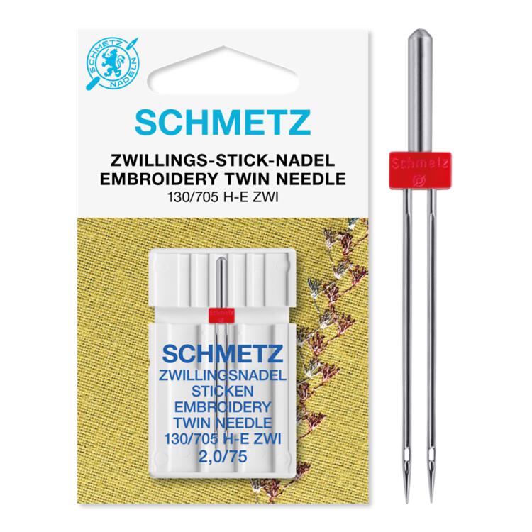Schmetz Zwillings-Stick-Nadel (NM 75) | Nadelabstand: 2 mm