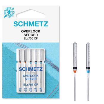Schmetz Overlock-Nadel (NM 80-90) | 5er Combi-Box: 2x80 | 3x90, ELx705