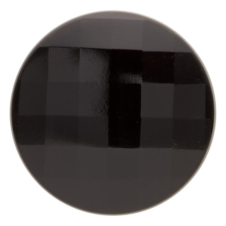 Runder Glasknopf facettiert in Schwarz 28mm
