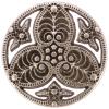 Filigraner Metallknopf in Altsilber mit geometrischem Floralmotiv