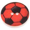 Kinderknopf aus Kunststoff - Fussball in Schwarz-Rot