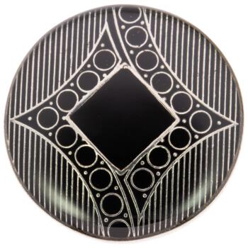 Metallknopf mit Raute-Motiv in Schwarz-Silber