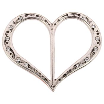 Herzförmige Dirndlspange in Silber geschmückt...
