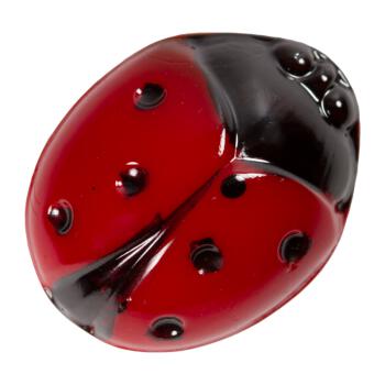 Glasknopf Marienkäfer schwarz rot handgemalt