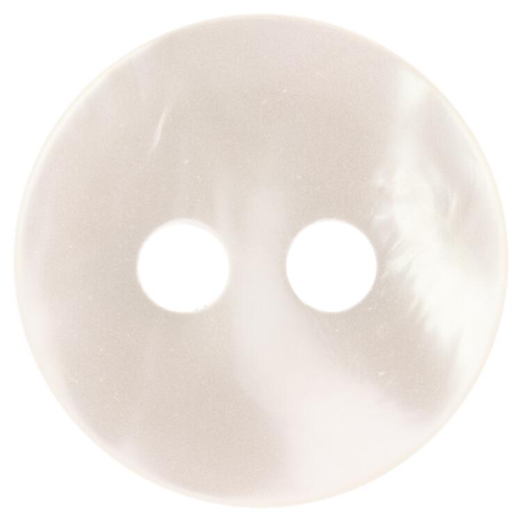 Blusenknopf aus hochwertigem Kunststoff in Perlmuttoptik Cremeweiß mit augenförmiger Fadenrille