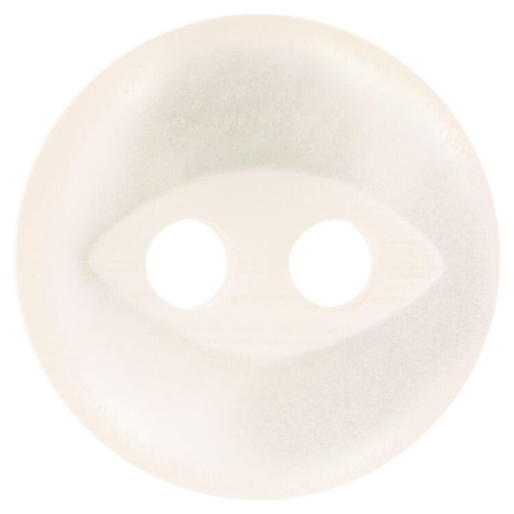 Blusenknopf aus hochwertigem Kunststoff in Perlmuttoptik Cremeweiß mit augenförmiger Fadenrille 9mm