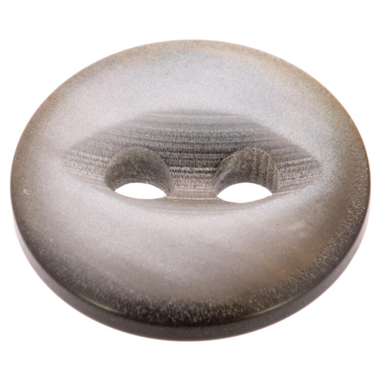 Blusenknopf aus hochwertigem Kunststoff in Perlmuttoptik Grau mit augenförmiger Fadenrille