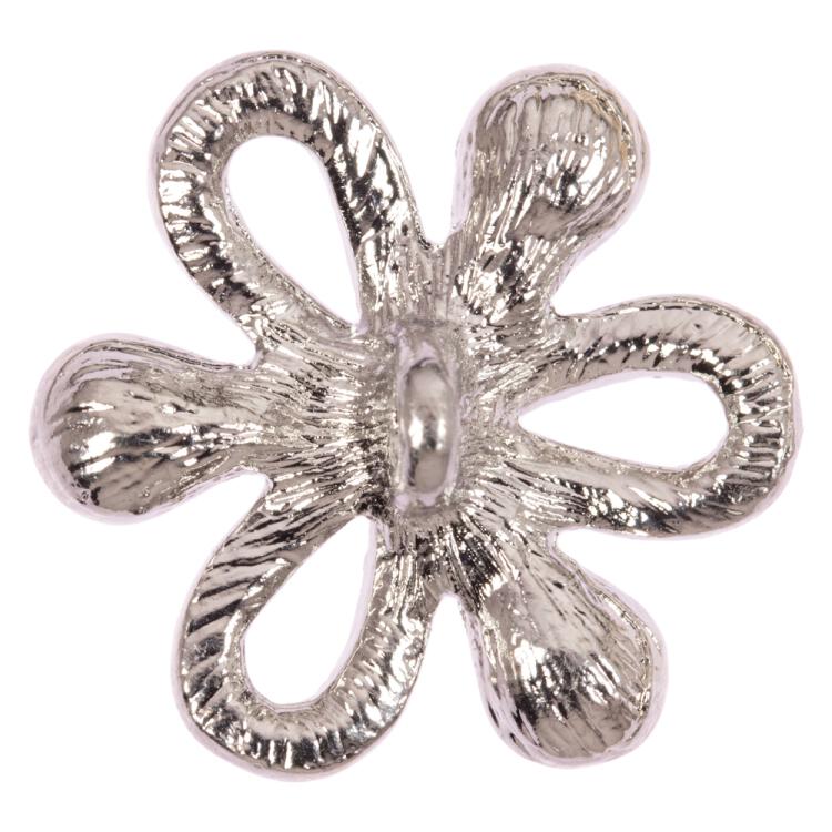 Blumenförmiger Strassknopf in Silber