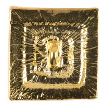Designerknopf aus Metall in Gold mit altrosa Füllung und Strass