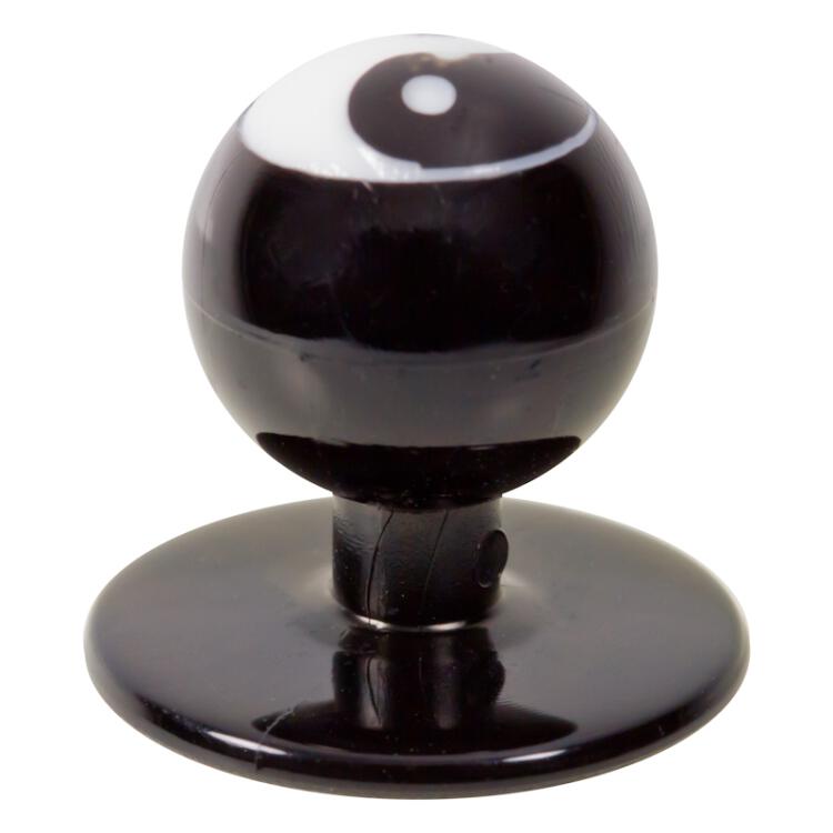 Kochknopf aus Kunststoff mit Ying Yang Motiv in Schwarz-Weiß 18mm