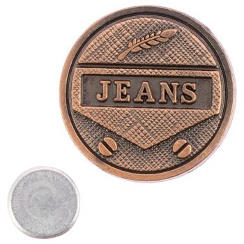 Moderner Jeansknopf in Kupfer mit Niete, nähfrei