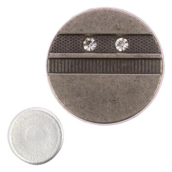 Jeansknopf in Grau in schlichtem Design mit Strasssteinen, nähfrei