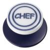 Kochknopf aus Kunststoff mit Beschriftung CHEF, flache Vorderseite