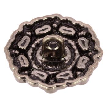 Schmuckknopf aus Metall in Altsilber mit schwarzem Kern