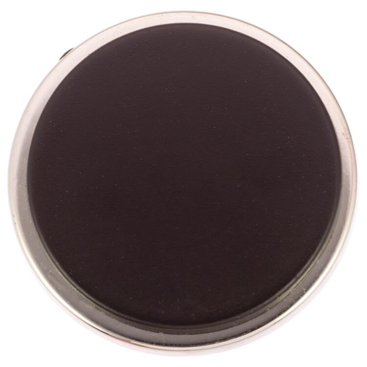 Schlichter Metallknopf in Silber mit schwarzer Kunststoffeinlage