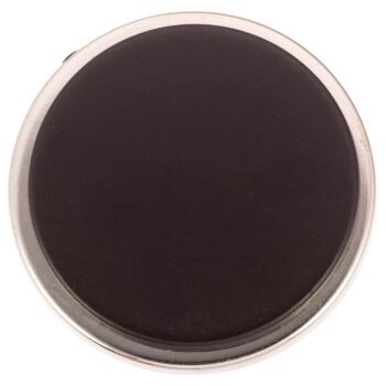 Schlichter Metallknopf in Silber mit schwarzer Kunststoffeinlage