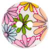 Perlmuttknopf aus Rivershell mit buntem Blumenmotiv