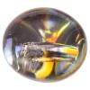 Augen Knopf (Tierauge) aus Glas in Grau-Gelb mit Naturöse
