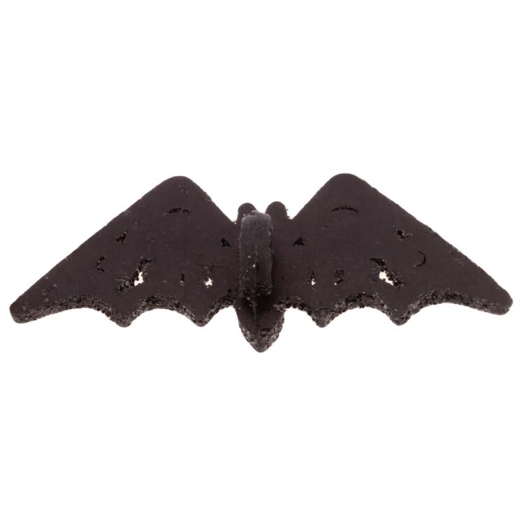 Kunststoffknopf - glitzernde Fledermaus in Schwarz