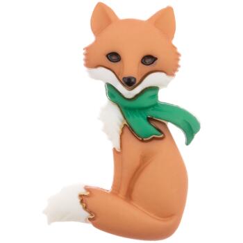 Kinderknopf -  Fuchs mit grünem Schal