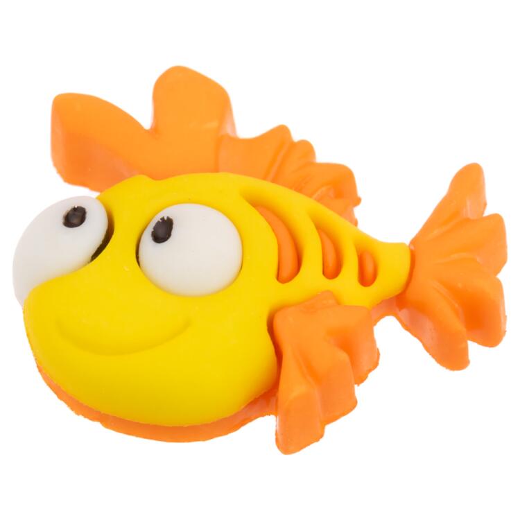 Kinderknopf - lustiger Fisch in Gelb- Orange