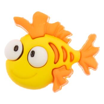 Kinderknopf - lustiger Fisch in Gelb- Orange