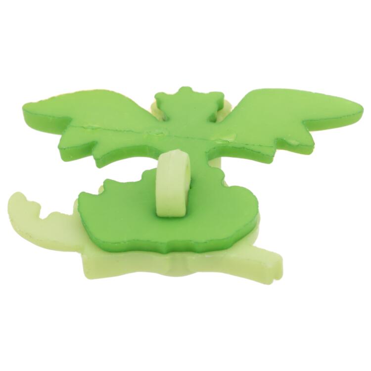 Kinderknopf - grüner Drache mit ausgebreiteten Flügeln