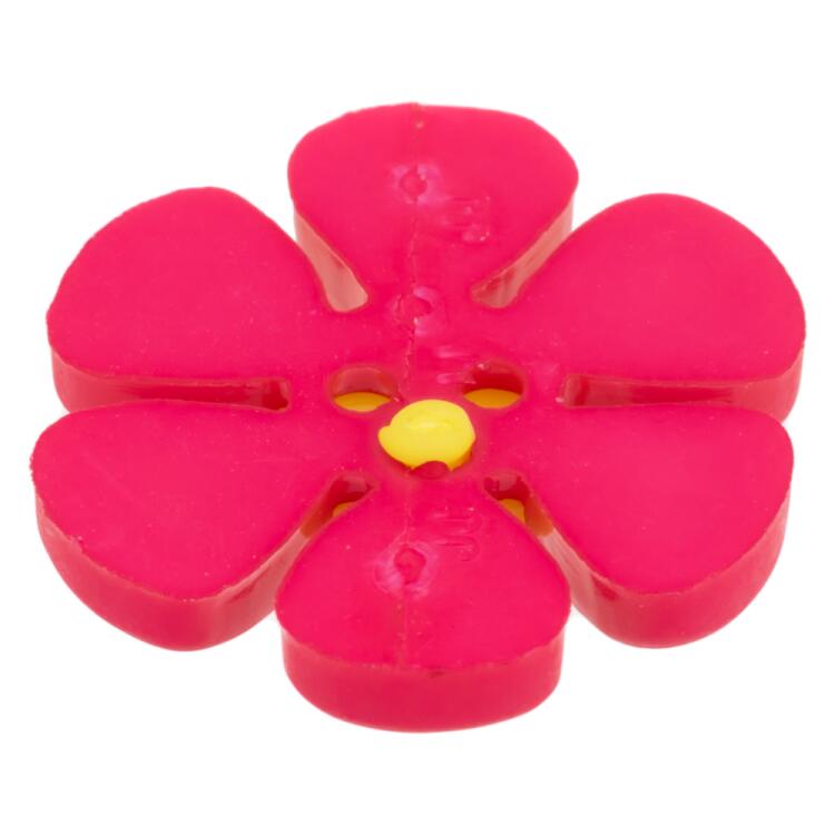 Kinderknopf - rosa Blume mit gelbem Blütenstempel