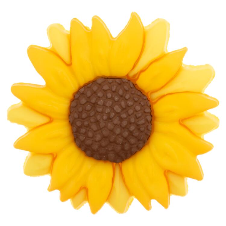 Kunststoffknopf - hübsche Sonnenblume in Gelb-Orange