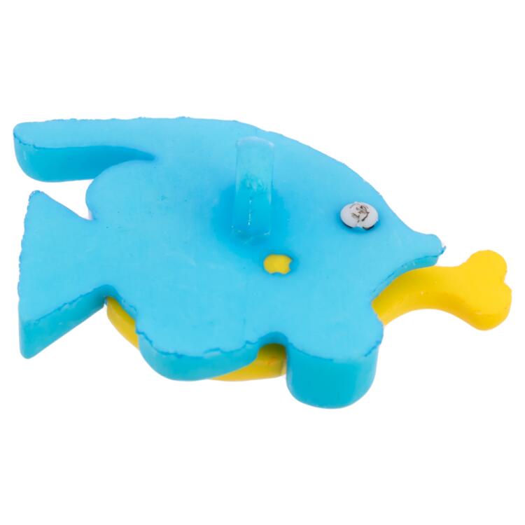 Kinderknopf - lustiger Fisch in Gelb-Blau