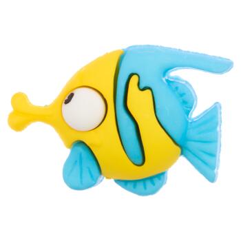 Kinderknopf - lustiger Fisch in Gelb-Blau