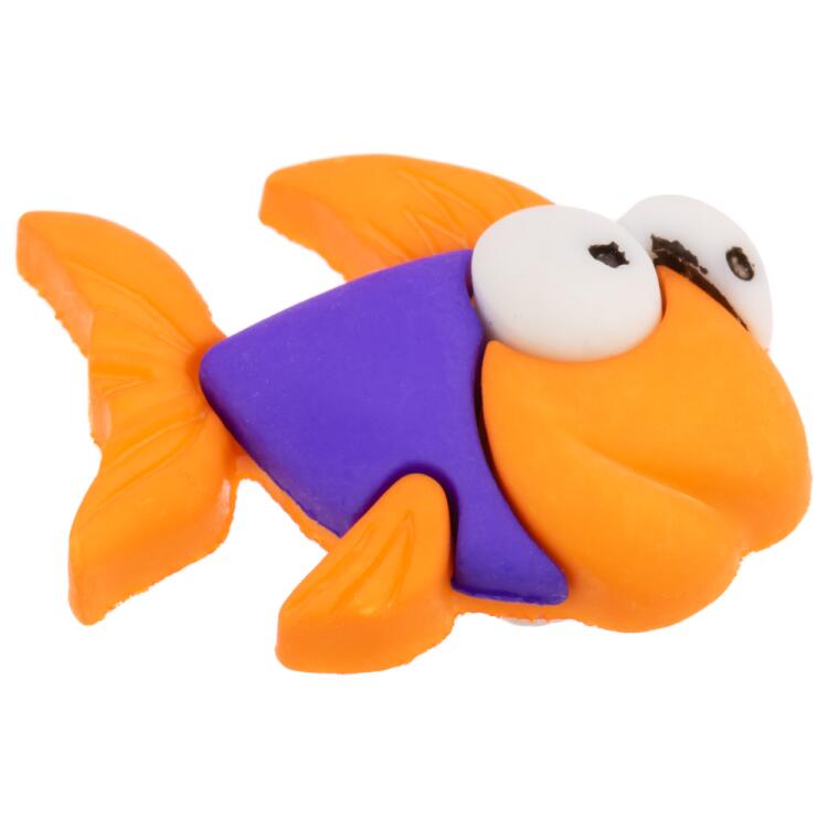 Kinderknopf - bunter Fisch in Lila-Orange