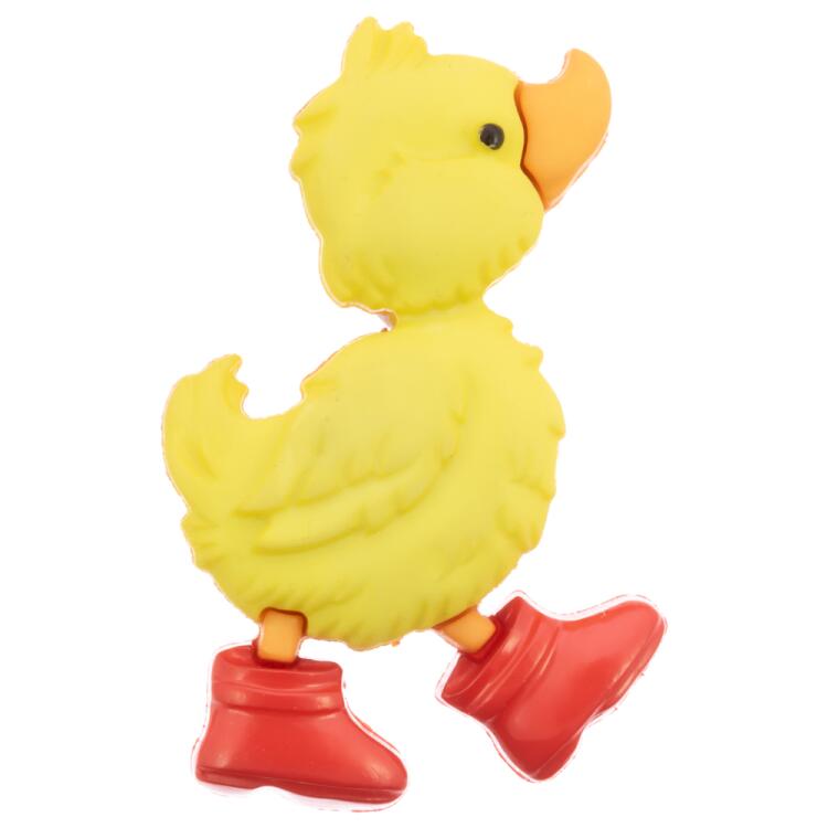 Kinderknopf - gelbe Ente mit roten Gummistiefeln