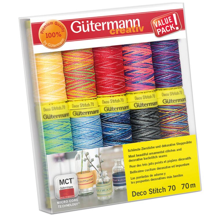 Gütermann Nähgarn-Set Deco Stitch 70 multicolour (10 x 70m)