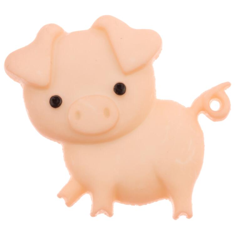 Kinderknopf - rosa Schweinchen mit Ringelschwänzchen
