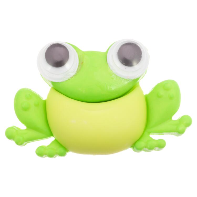 Kinderknopf - grüner Frosch mit Wackelaugen