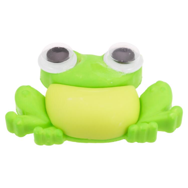 Kinderknopf - grüner Frosch mit Wackelaugen