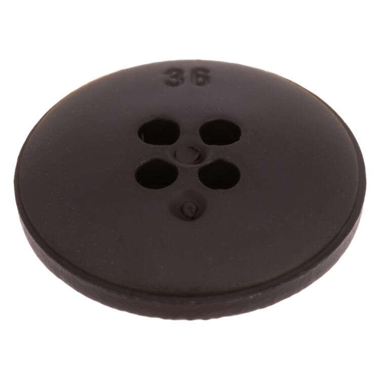Kunststoffknopf in schwarzer Lederoptik mit Nahtrand