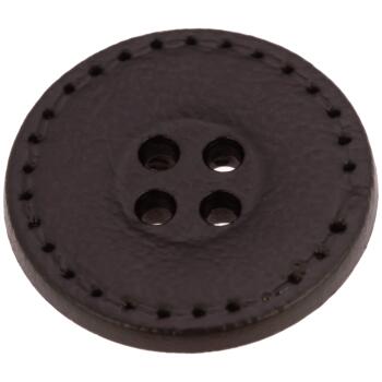 Kunststoffknopf in schwarzer Lederoptik mit Nahtrand