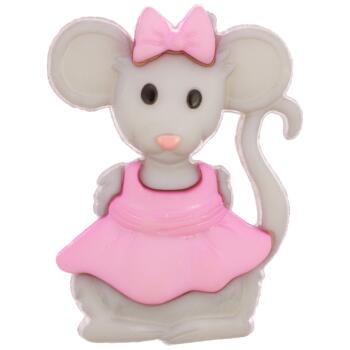 Kinderknopf/Babyknopf - Mäuschen mit rosa Kleidchen...